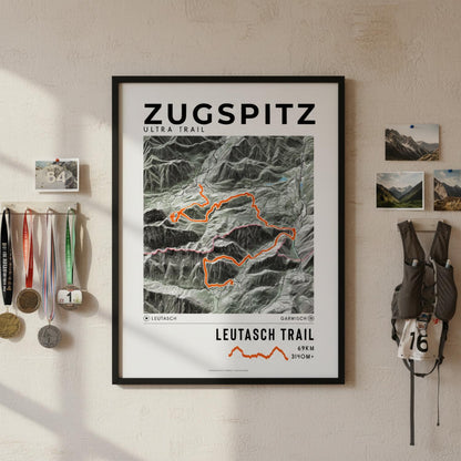 Framed poster of leutasch trail zugspitz ultra trail light finisher wall