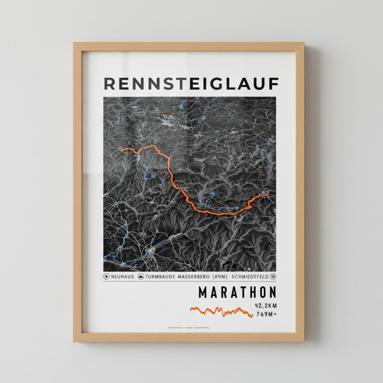 Framed Poster of Marathon Rennsteiglauf Dark Ecommerce Studio