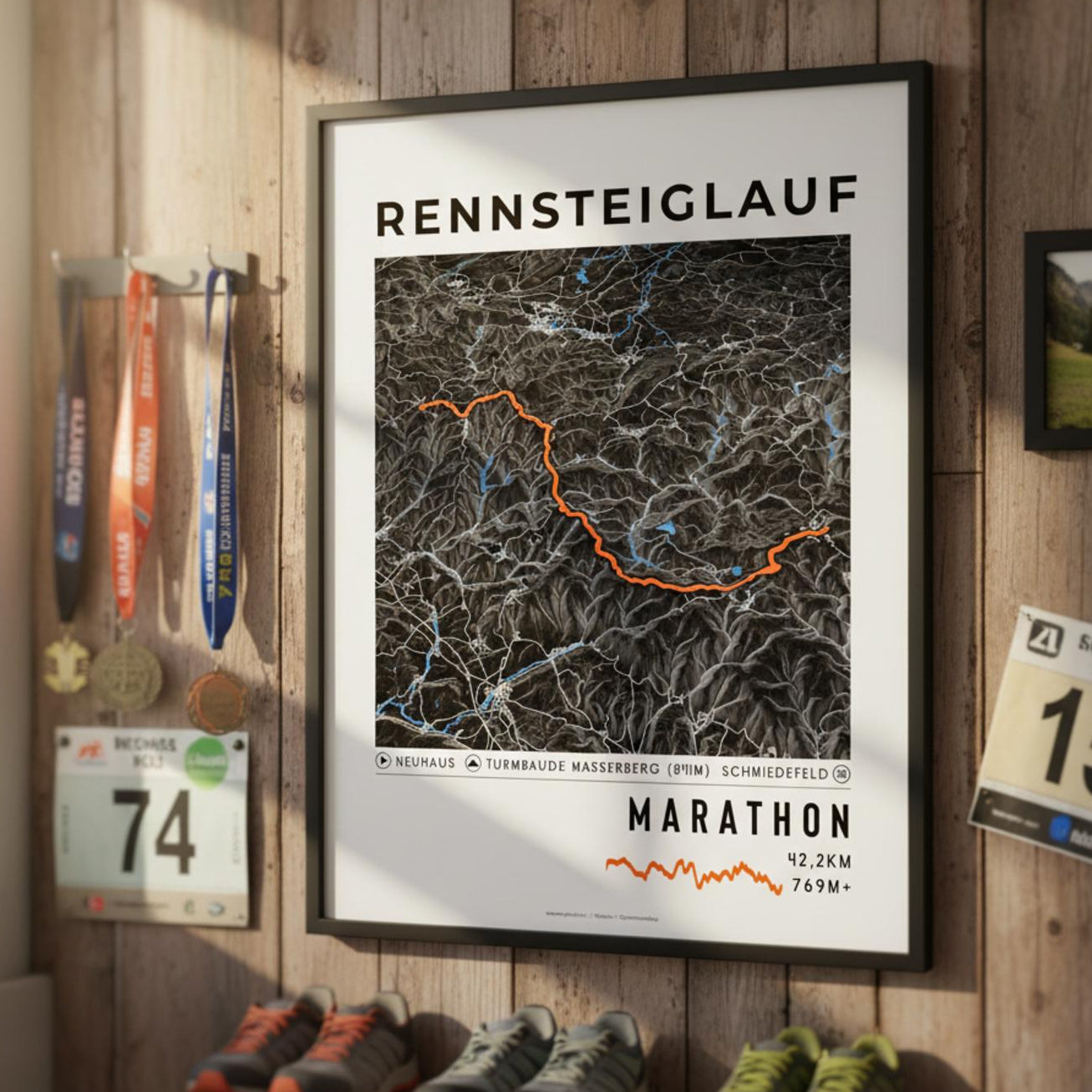 Framed Poster of Marathon Rennsteiglauf Dark Finisher Wall