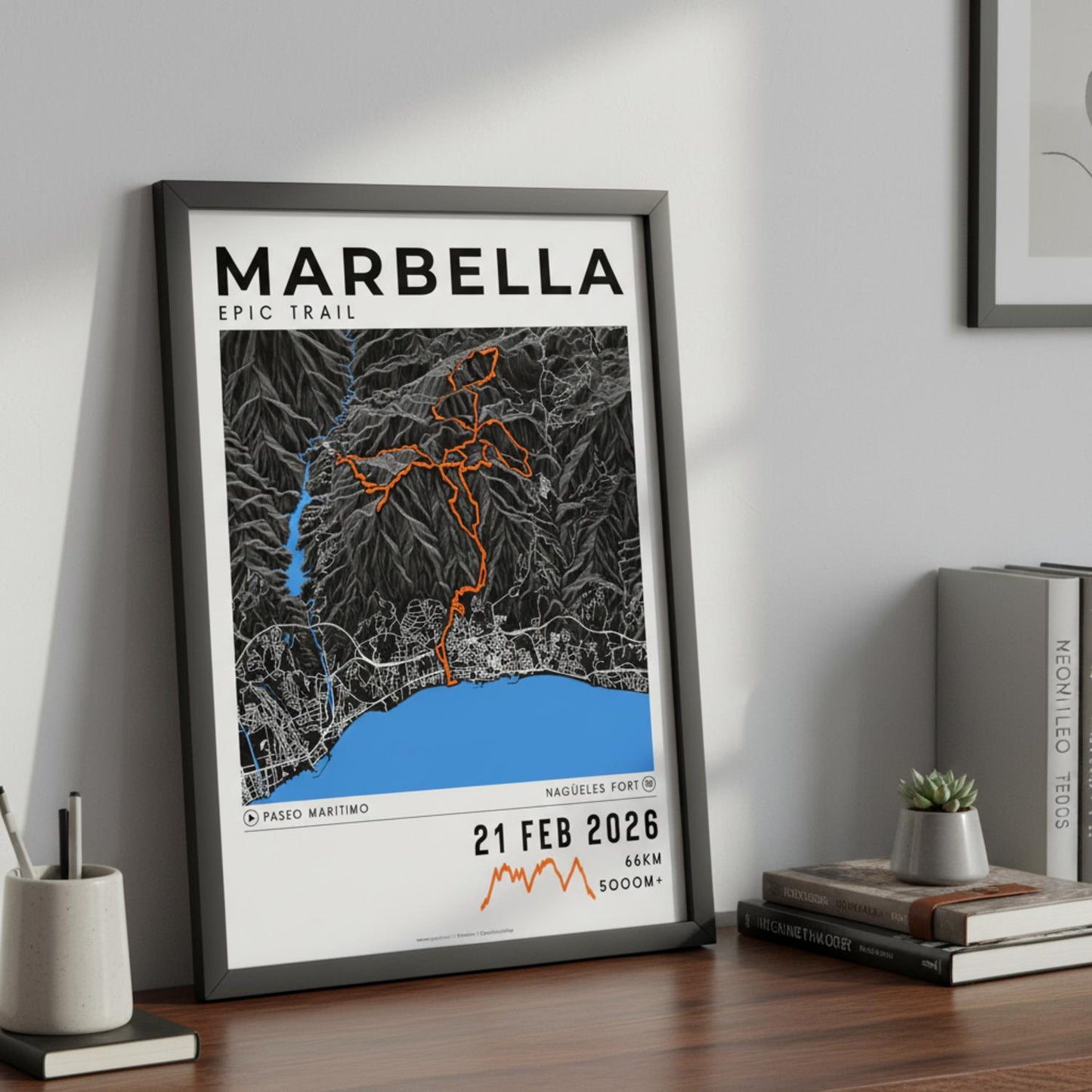 Framed Poster of Marbella Epic Trail Bookshelf