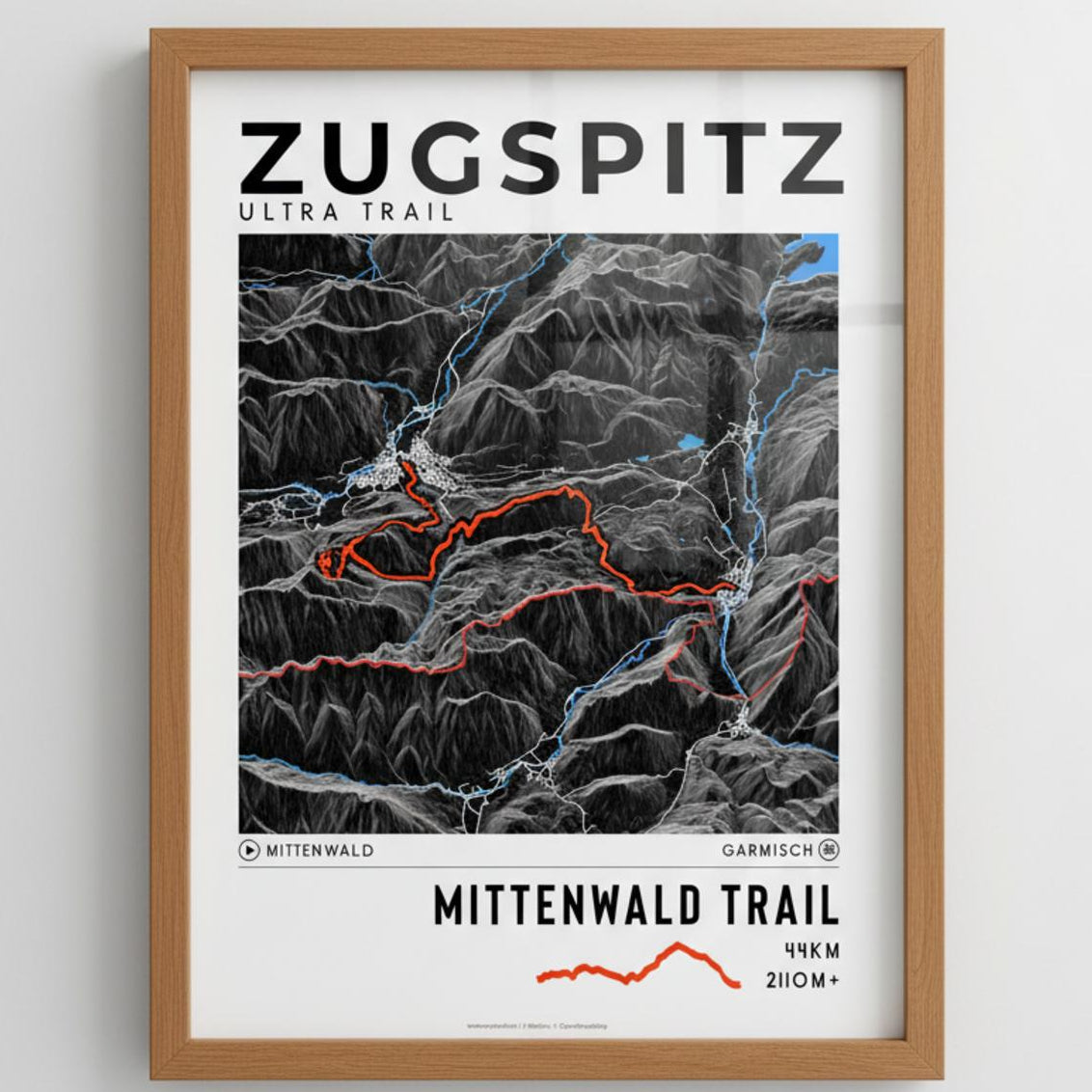 Framed poster of mittenwald trail zugspitz ultra trail dark ecommerce studio