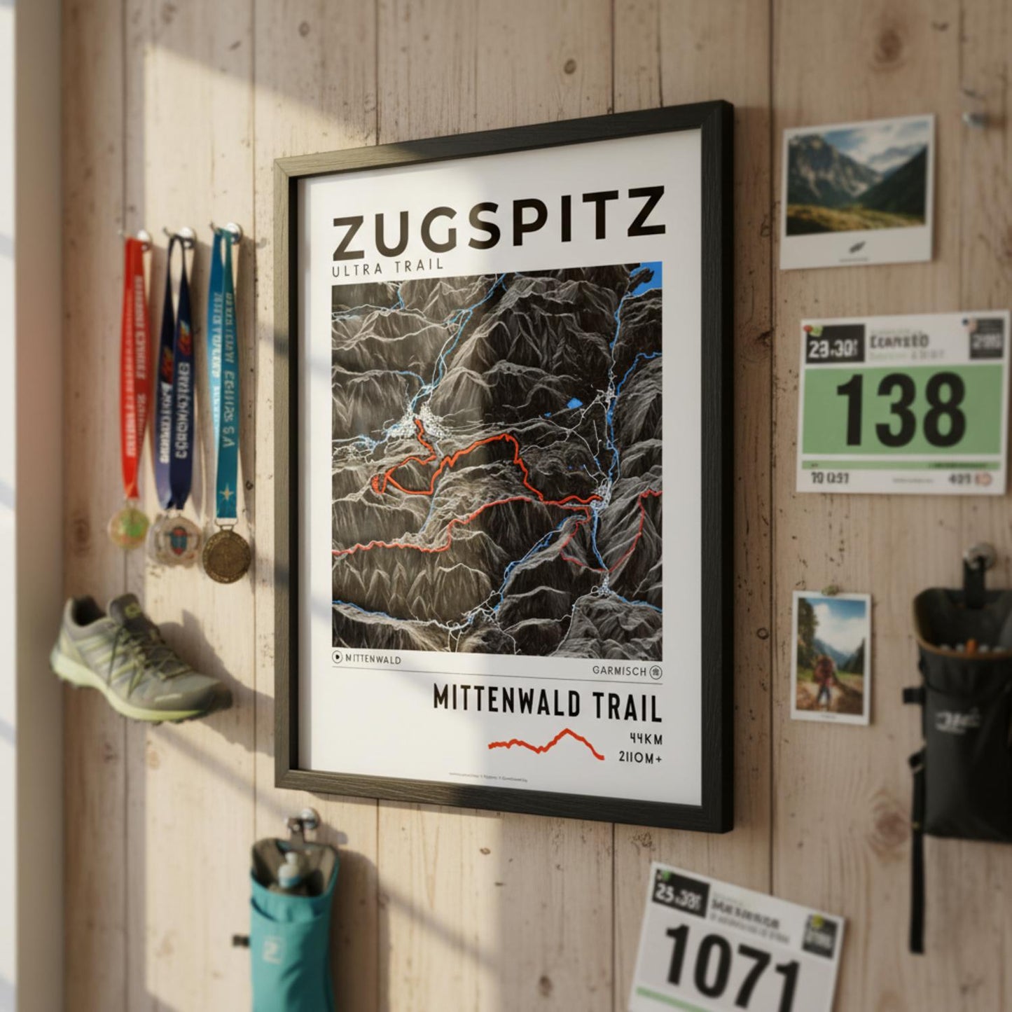 Framed poster of mittenwald trail zugspitz ultra trail dark finisher wall