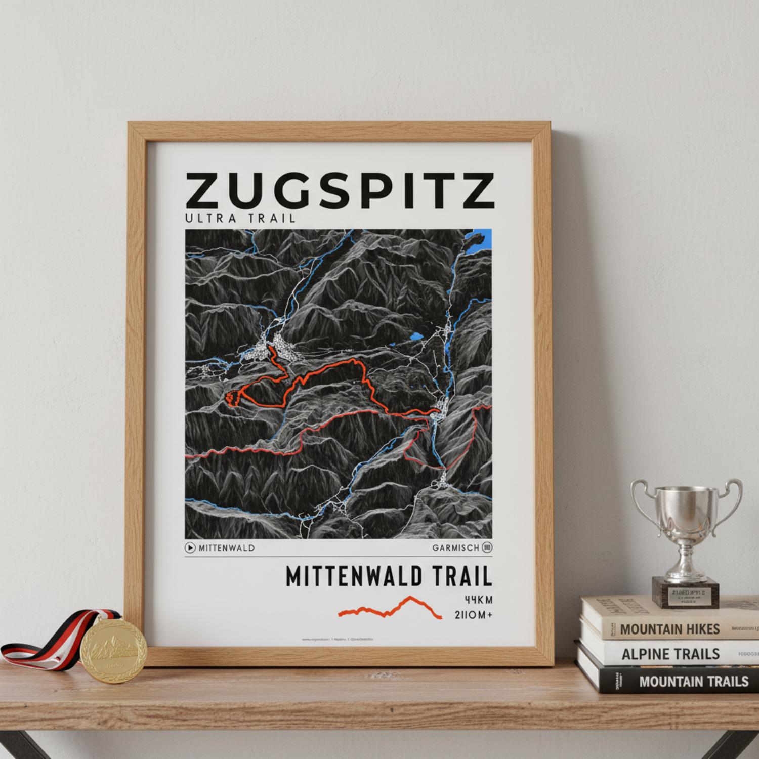 Framed poster of mittenwald trail zugspitz ultra trail dark legacy corner