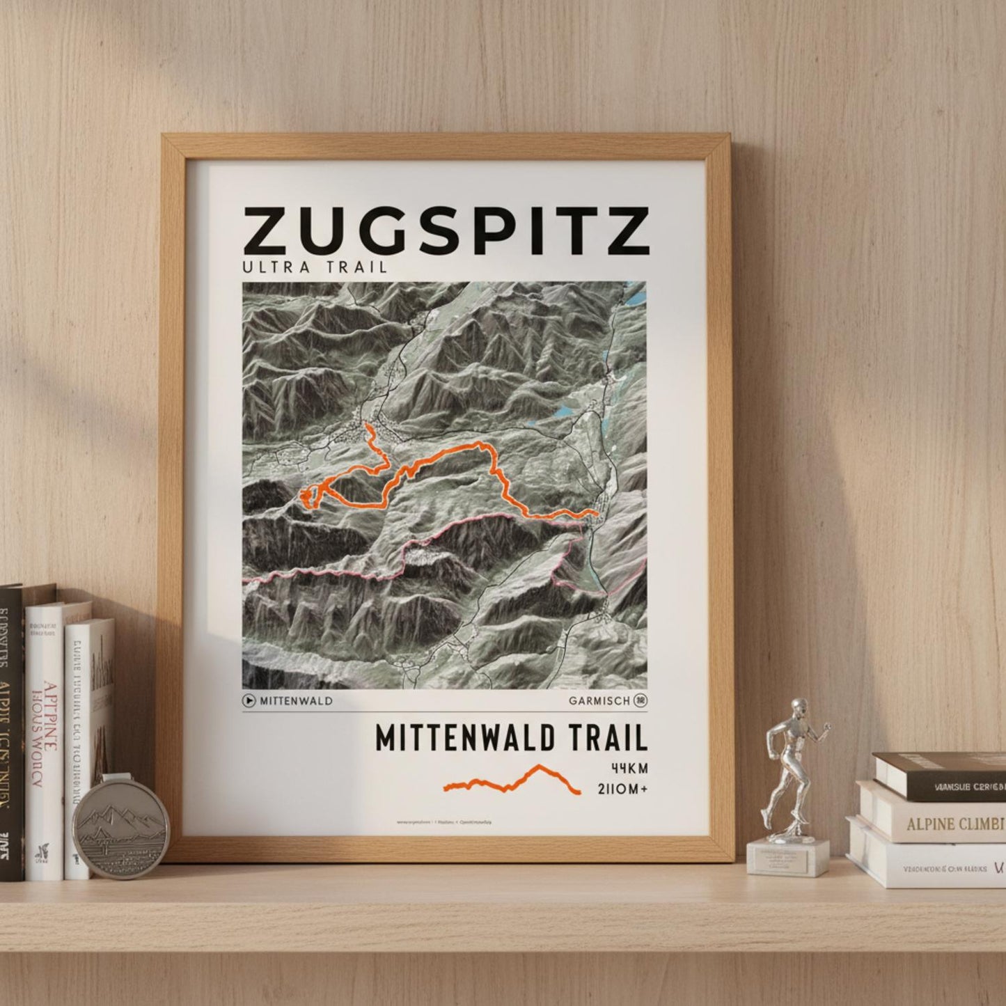 Framed poster of mittenwald trail zugspitz ultra trail light legacy corner