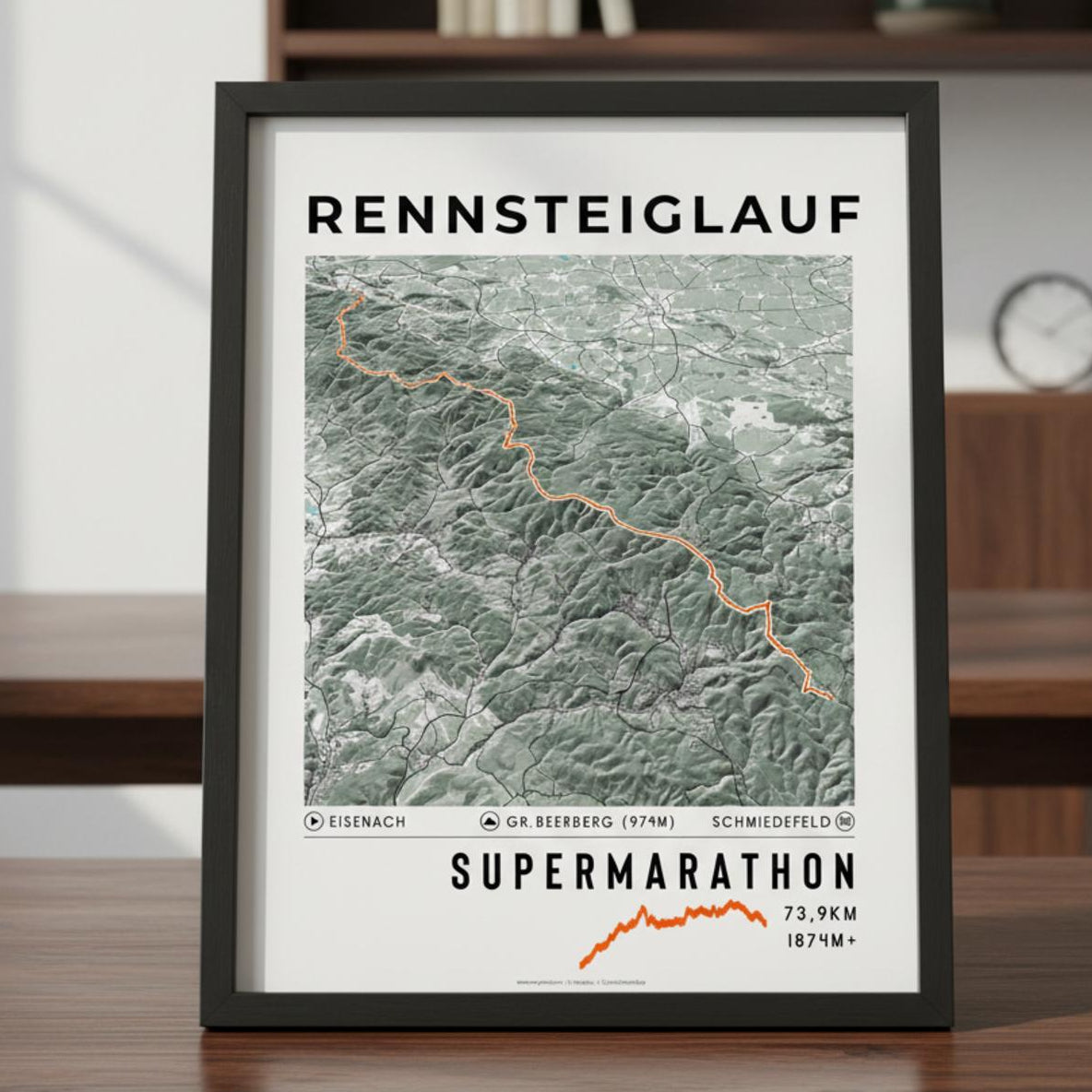 Framed Poster of Supermarathon Rennsteiglauf Light Bookshelf