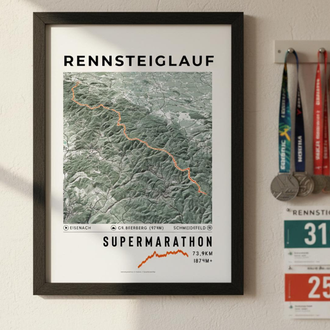 Framed Poster of Supermarathon Rennsteiglauf Light Finisher Wall