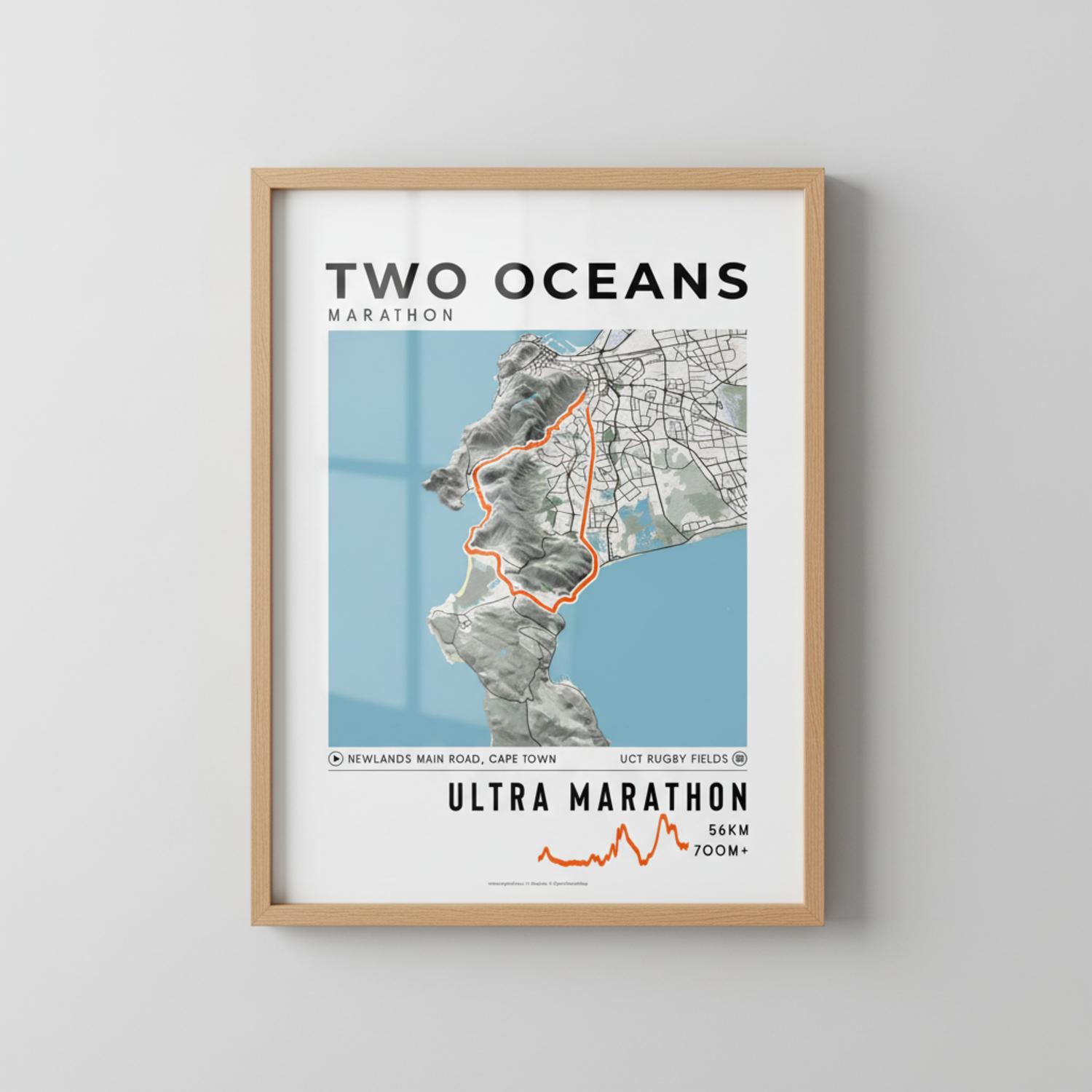 Framed Poster of Ultra Marathon Two Oceans Marathon Light Ecommerce Studio