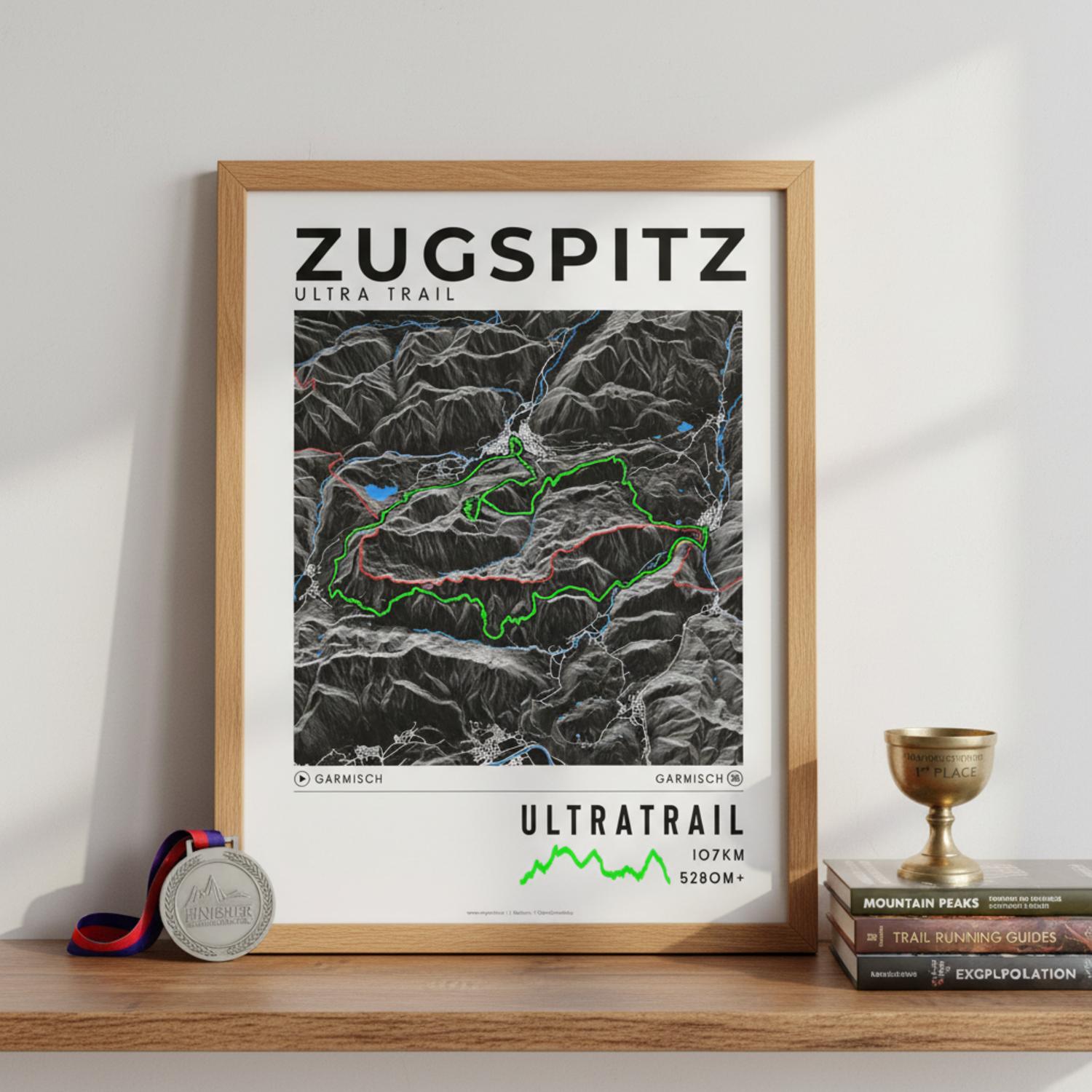 Framed poster of ultratrail zugspitz ultra trail dark legacy corner
