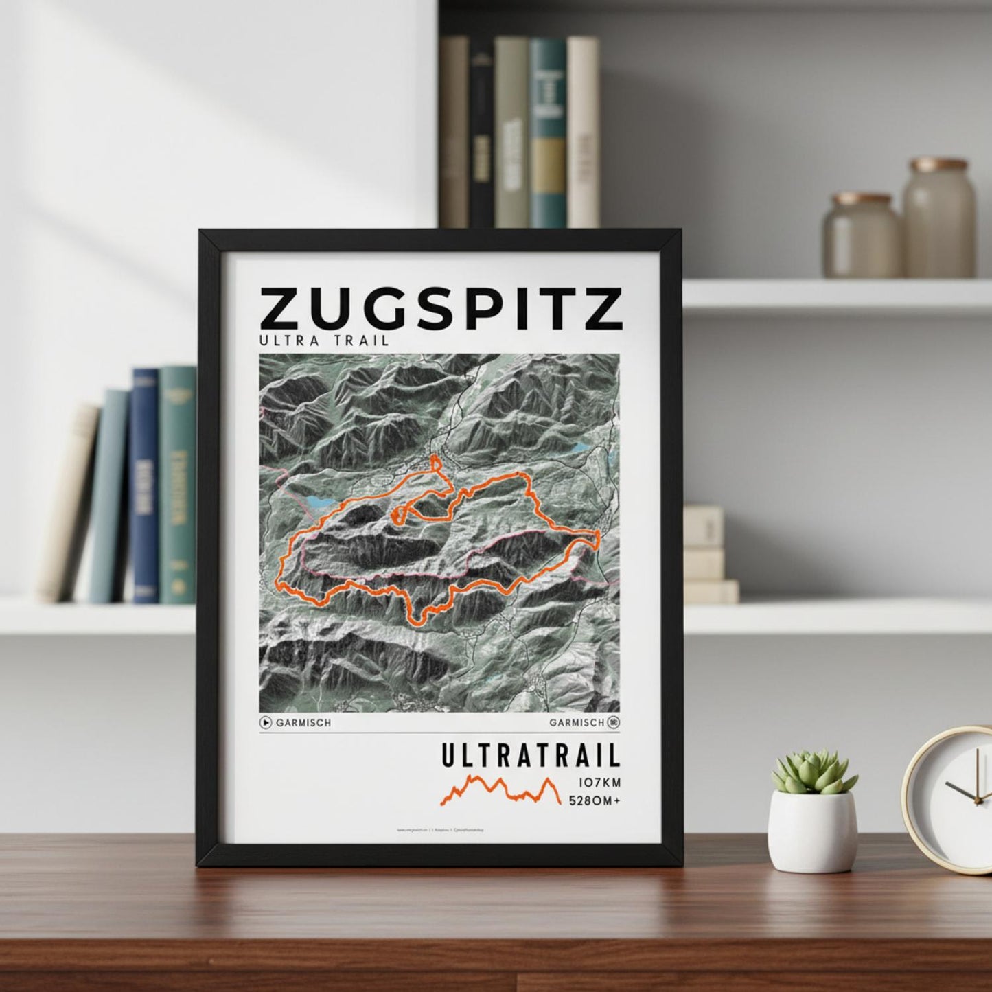 Framed poster of ultratrail zugspitz ultra trail light bookshelf