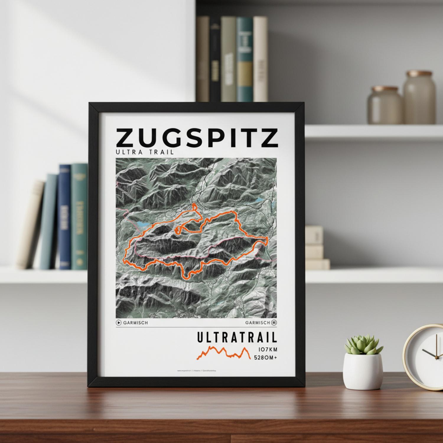 Framed poster of ultratrail zugspitz ultra trail light bookshelf