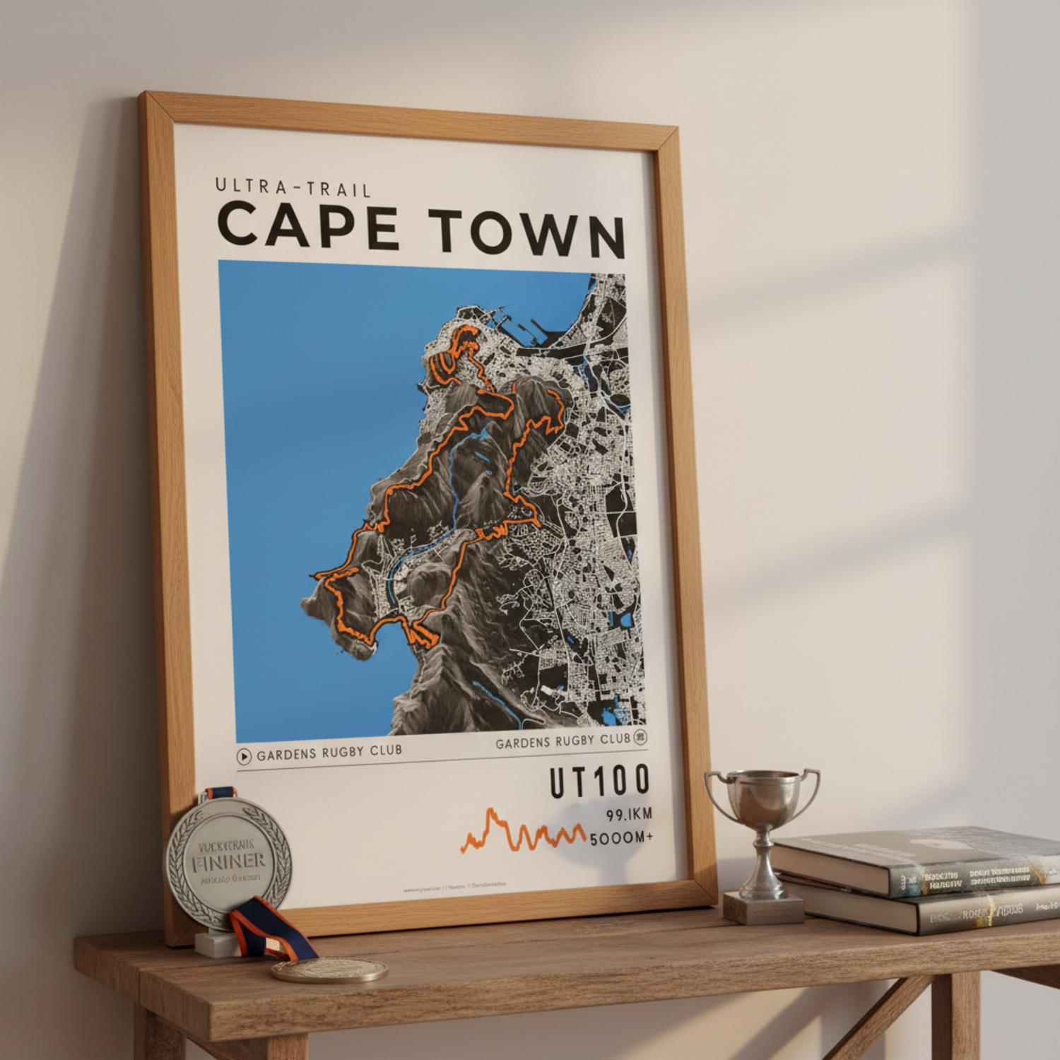 Framed Poster of UT100 Ultra Trail Cape Town Dark Legacy Corner