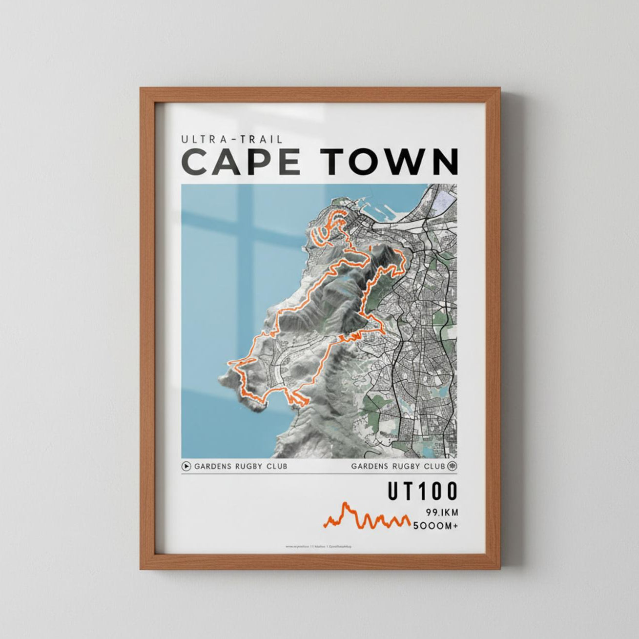 Framed Poster of UT100 Ultra Trail Cape Town Light Ecommerce Studio