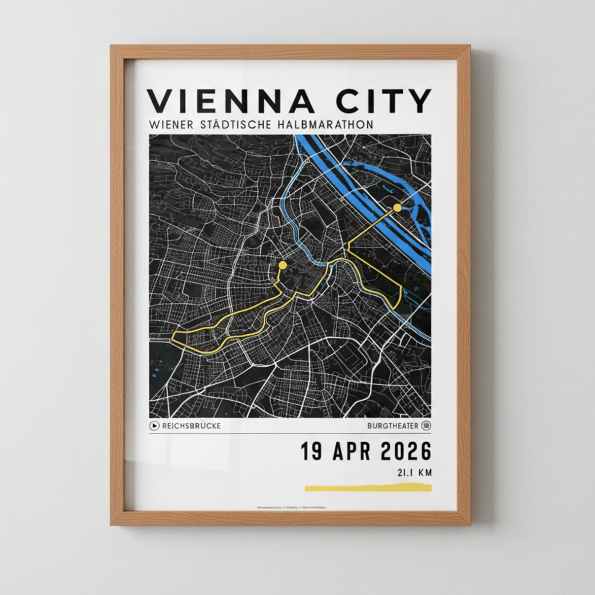 Framed Poster of Vienna City Half Marathon Dark Ecommerce Studio