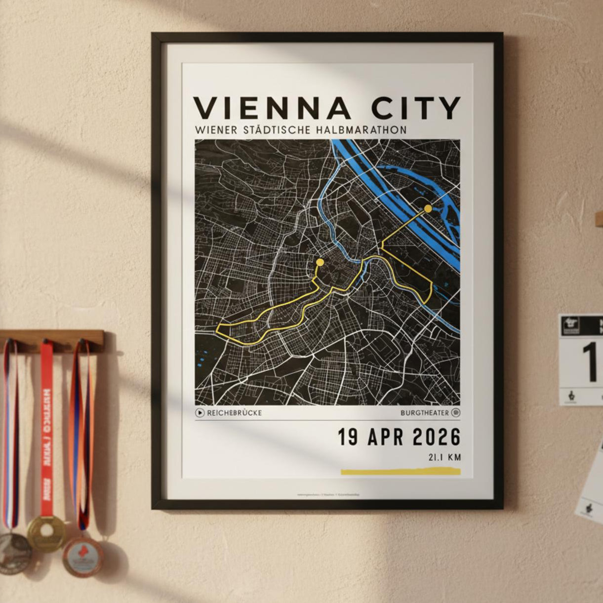 Framed Poster of Vienna City Half Marathon Dark Finisher Wall