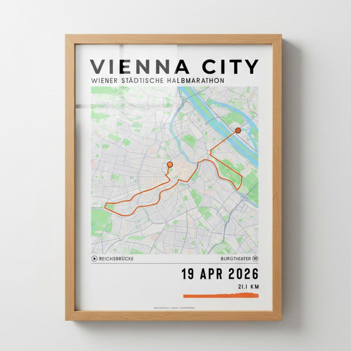 Framed Poster of Vienna City Half Marathon Light Ecommerce Studio