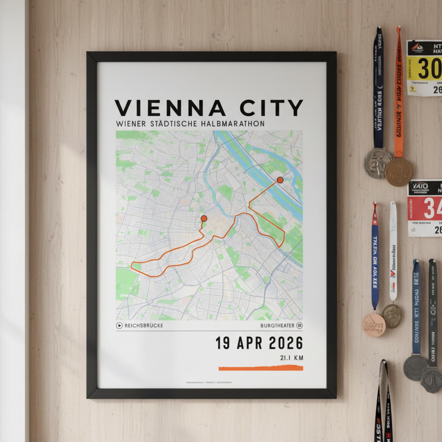 Framed Poster of Vienna City Half Marathon Light Finisher Wall