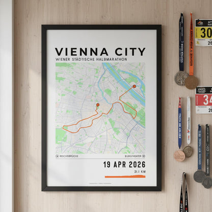 Framed Poster of Vienna City Half Marathon Light Finisher Wall