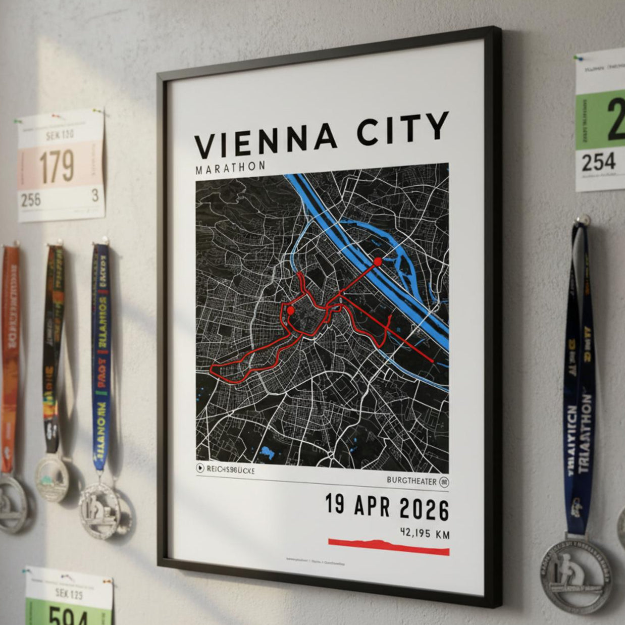 Framed Poster of Vienna City Marathon Dark Finisher Wall