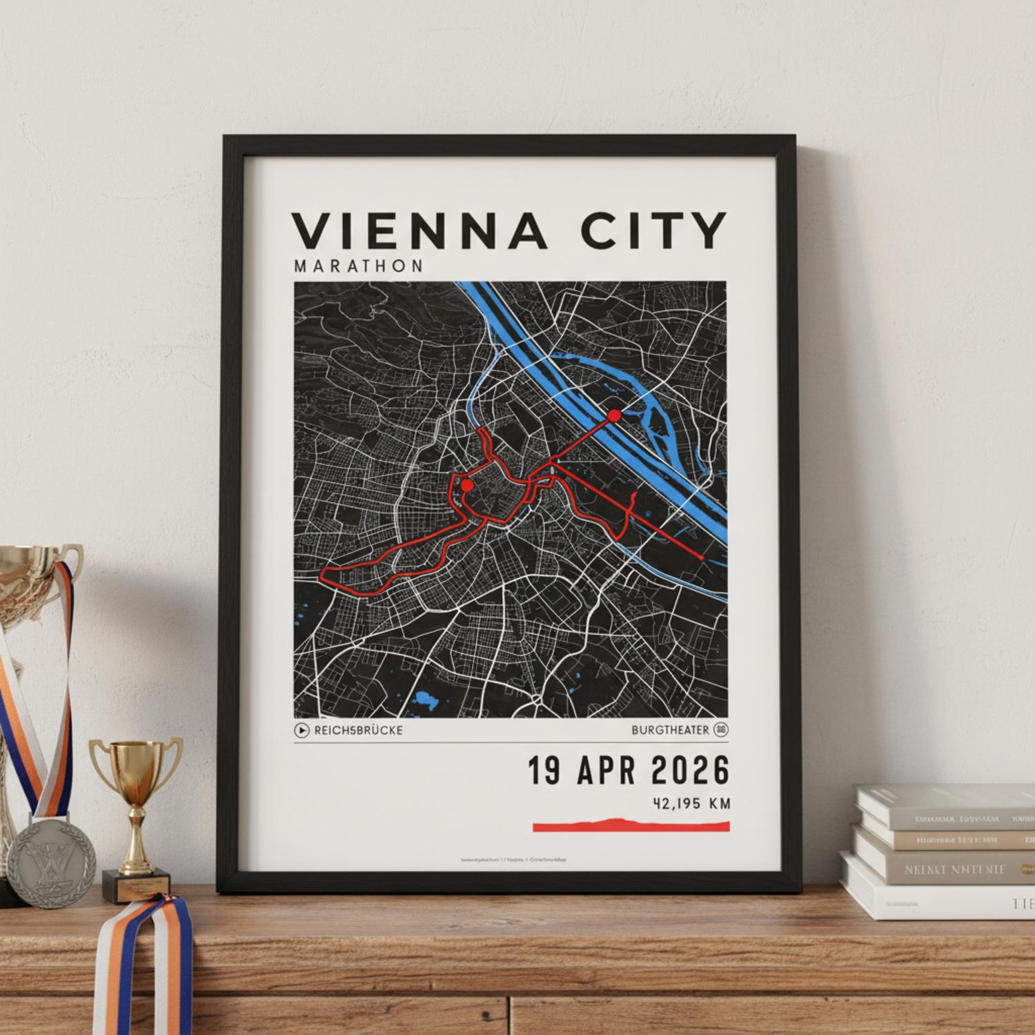Framed Poster of Vienna City Marathon Dark Legacy Corner