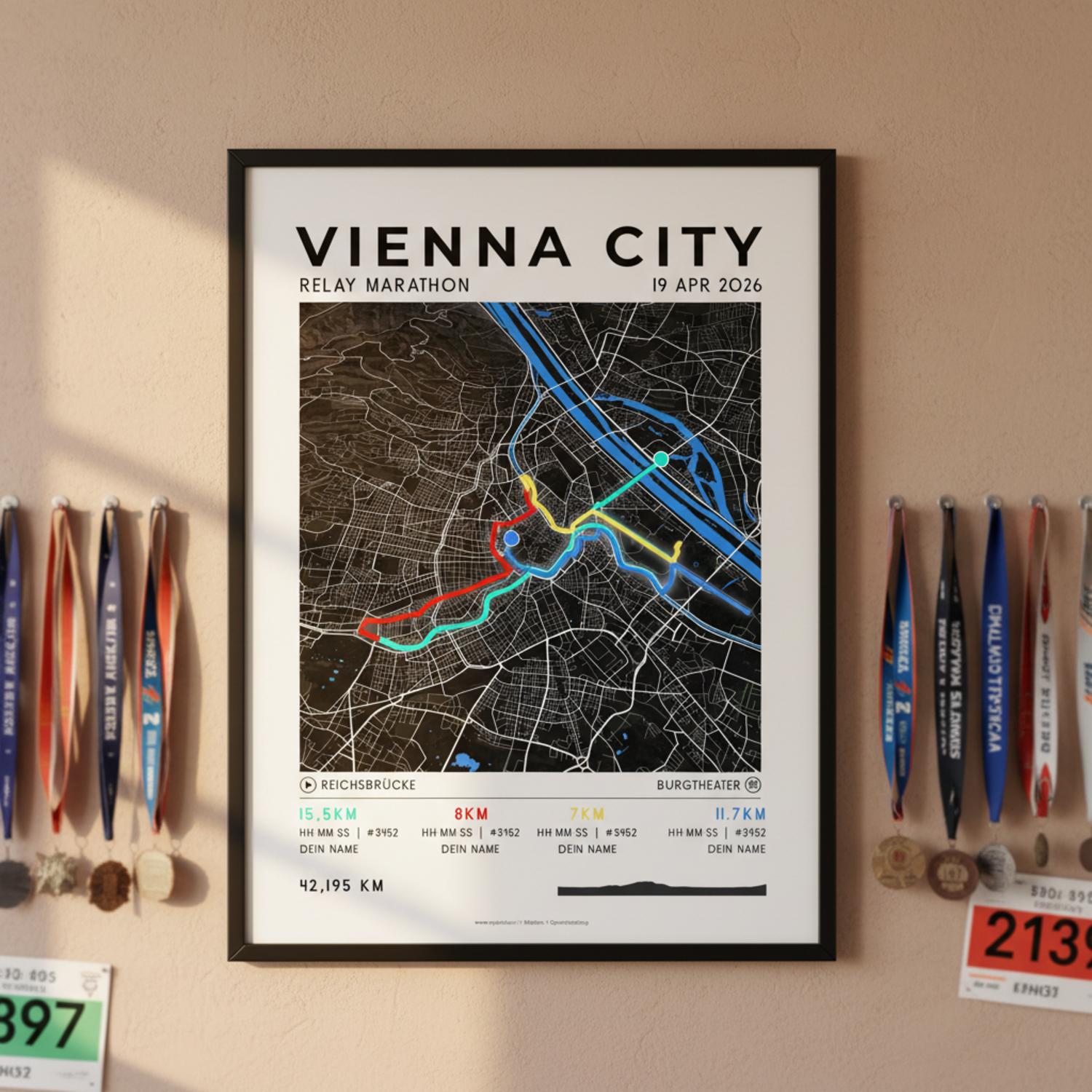 Framed Poster of Vienna City Marathon Relay Dark Finisher Wall