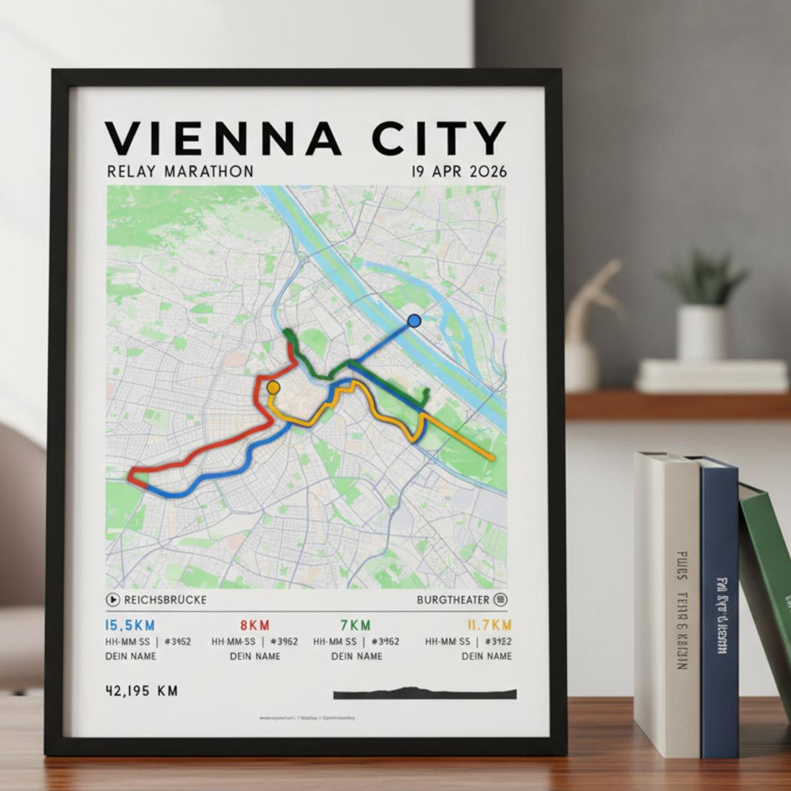 Framed Poster of Vienna City Marathon Relay Light Bookshelf