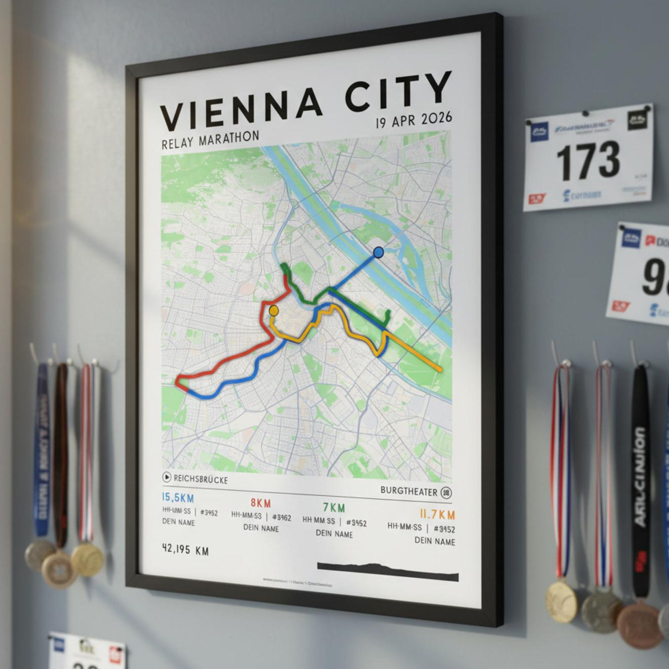 Framed Poster of Vienna City Marathon Relay Light Finisher Wall