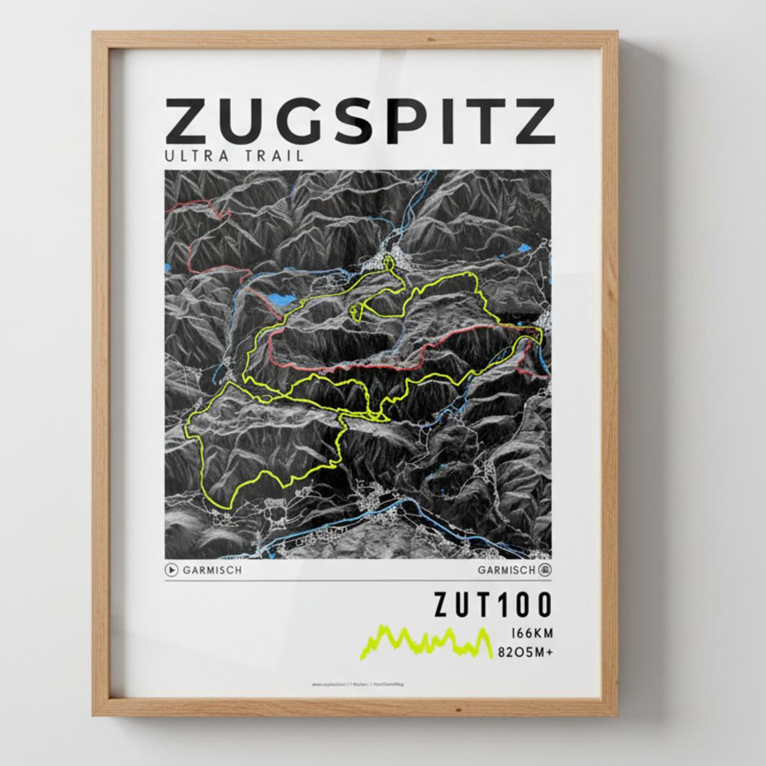 Framed poster of zut zugspitz ultra trail dark ecommerce studio