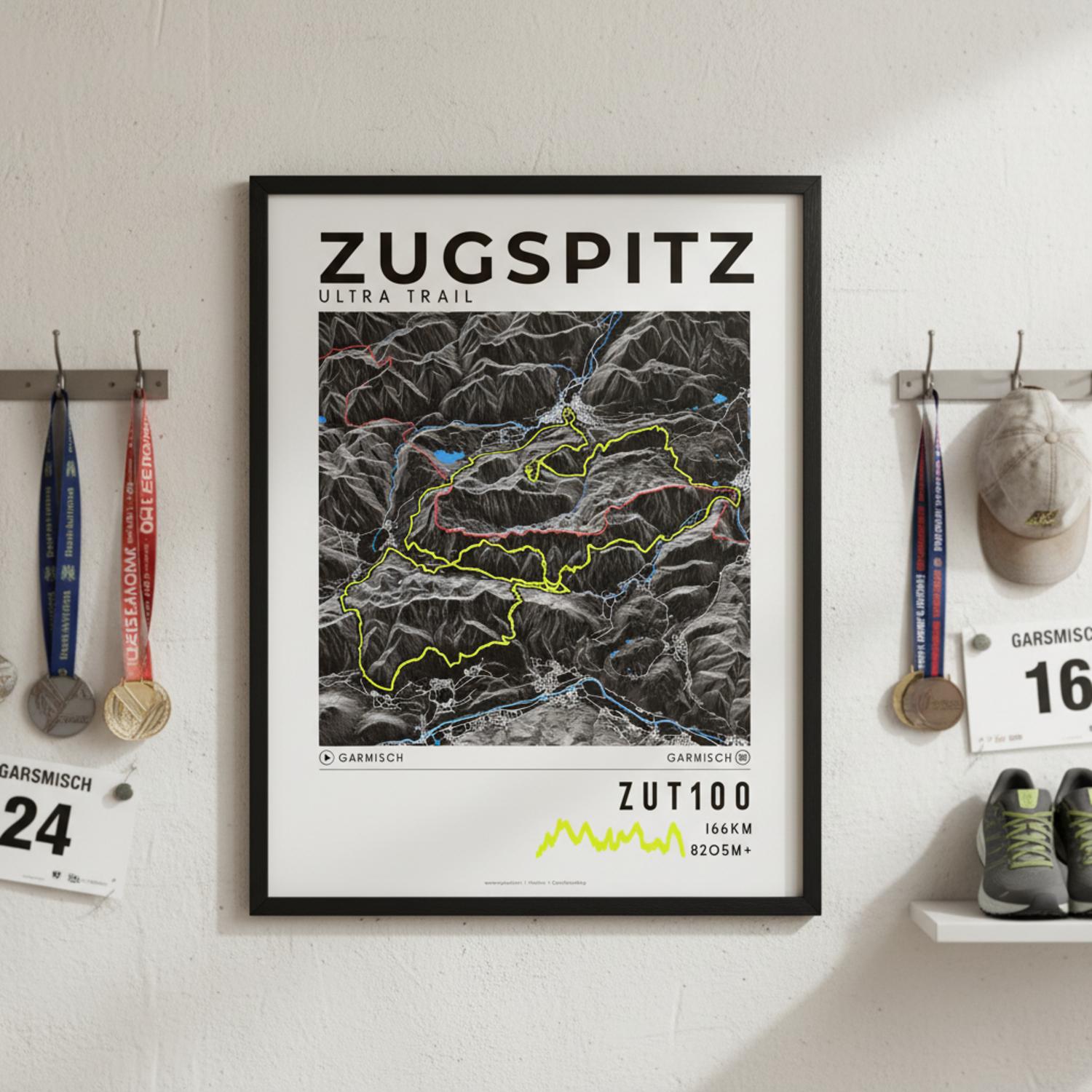 Framed poster of zut zugspitz ultra trail dark finisher wall