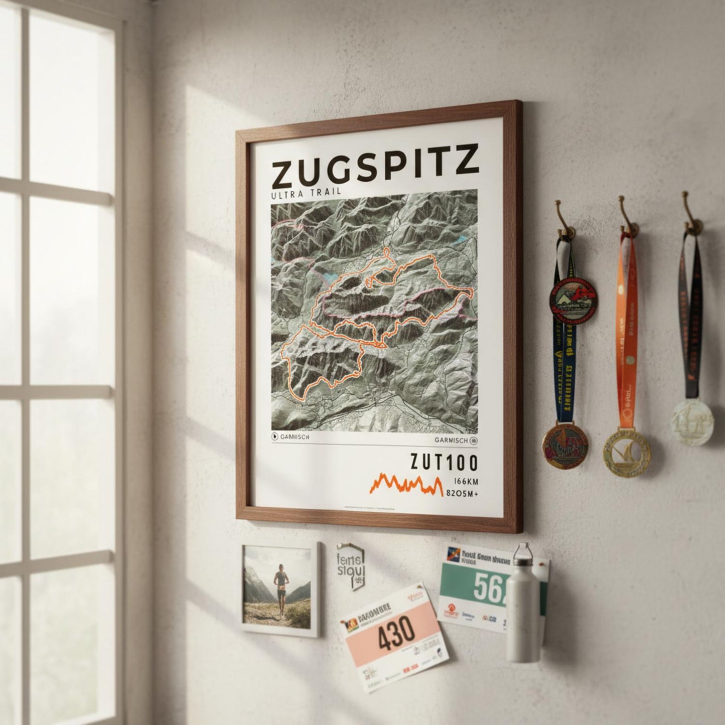 Framed poster of zut zugspitz ultra trail light finisher wall